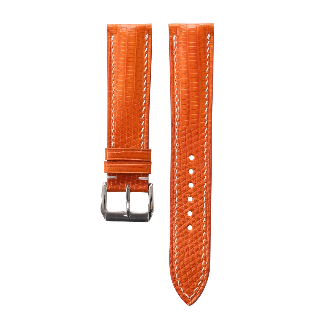 Padded Orange Lizard Leather Watch Strap