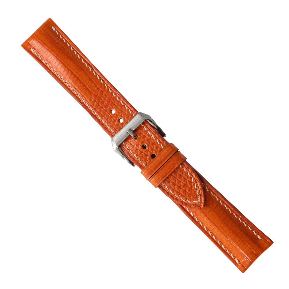 Padded Orange Lizard Leather Watch Strap