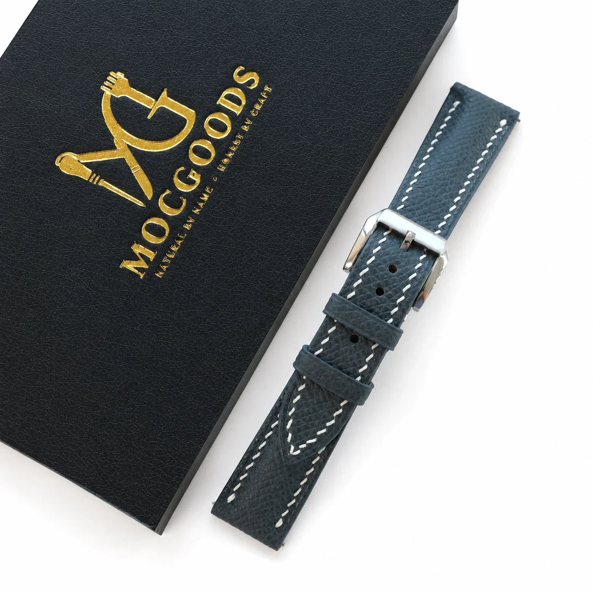 Blue Gray Epsom Leather Watch Strap