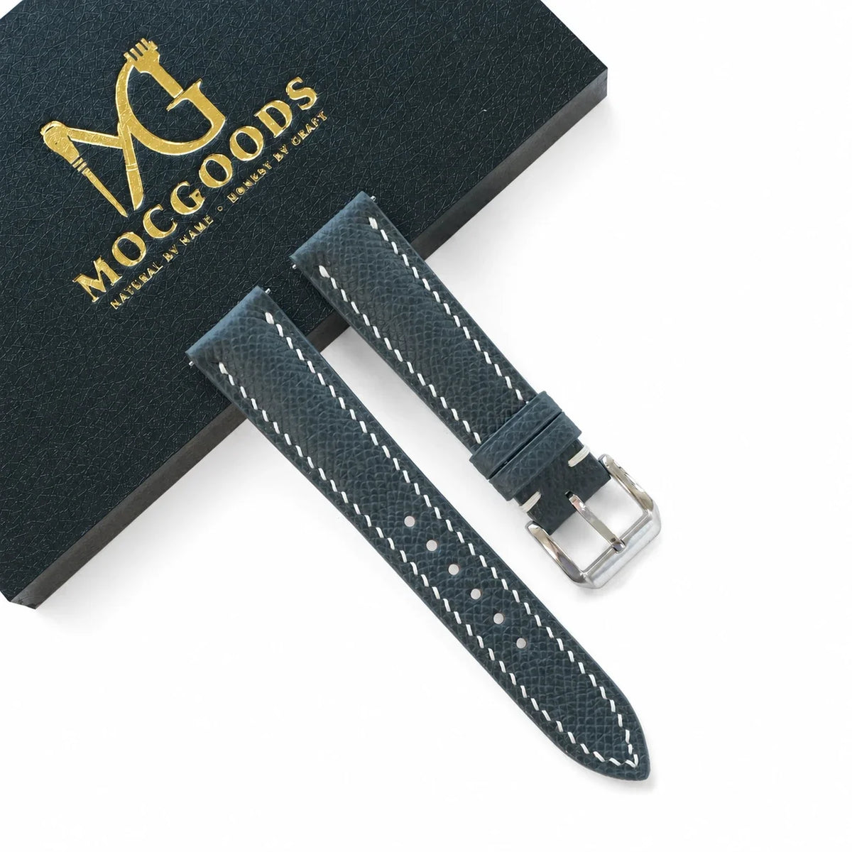 Blue Gray Epsom Leather Watch Strap