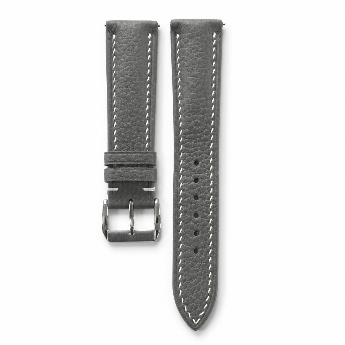 Padded Stone Gray Togo Leather Watch Strap