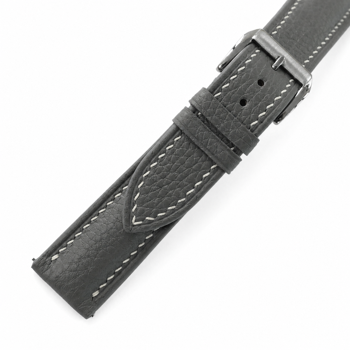 Padded Stone Gray Togo Leather Watch Strap