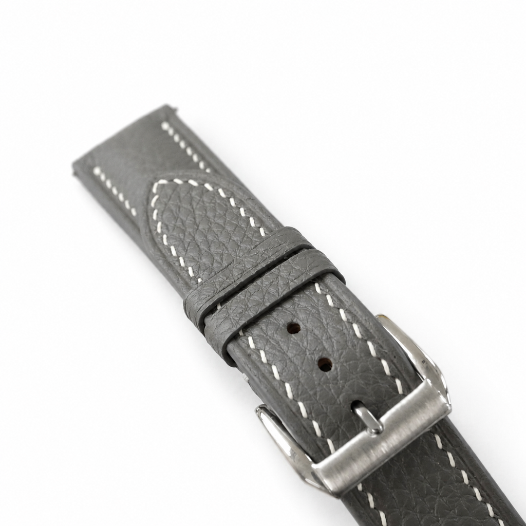 Padded Stone Gray Togo Leather Watch Strap