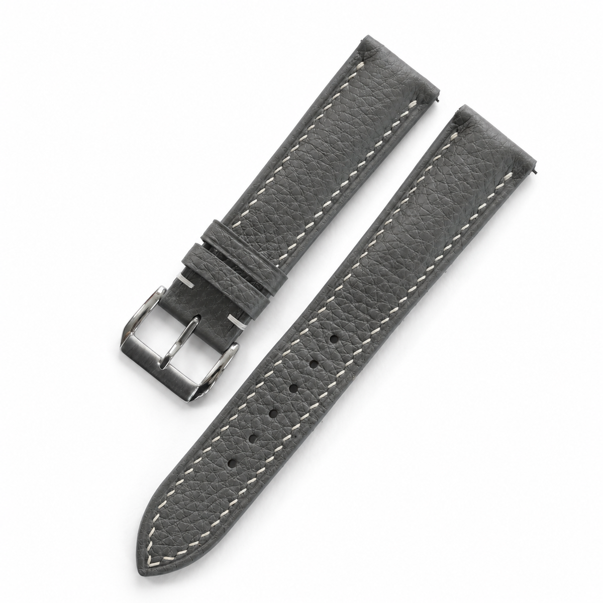 Padded Stone Gray Togo Leather Watch Strap