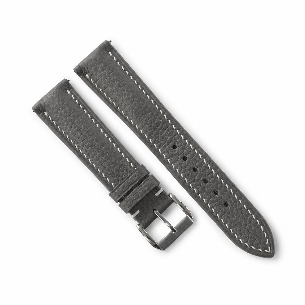 Padded Stone Gray Togo Leather Watch Strap