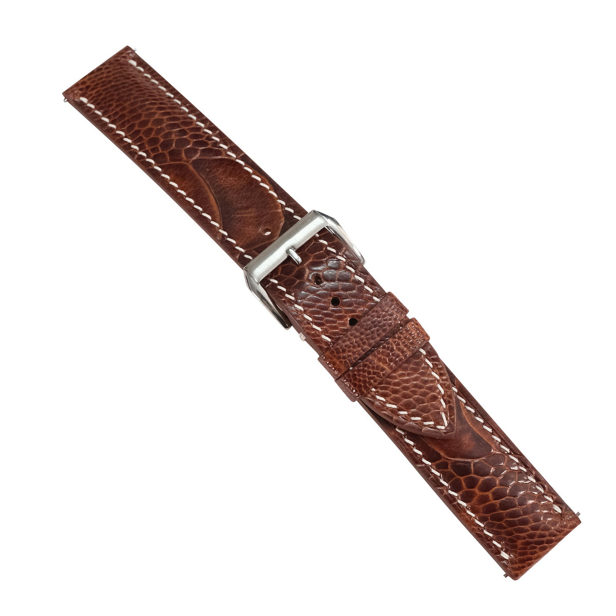 Padded Chestnut Brown Ostrich Leg Leather Watch Strap