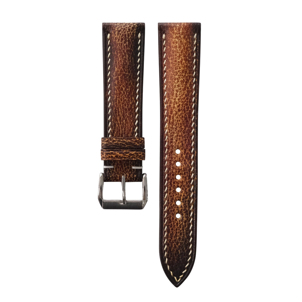 Padded Vintage Cognac Brown Patina Italian Leather Watch Strap