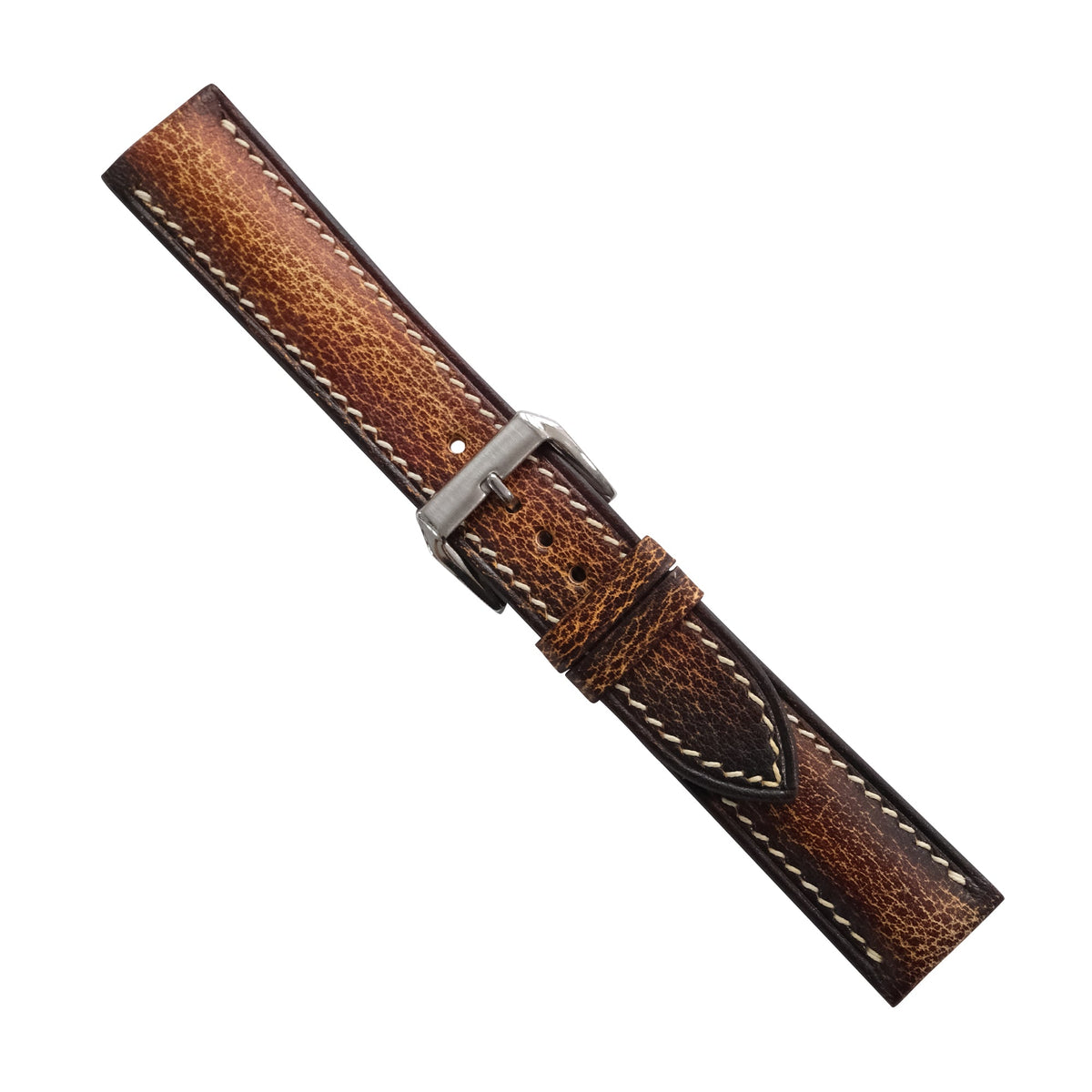 Padded Vintage Cognac Brown Patina Italian Leather Watch Strap