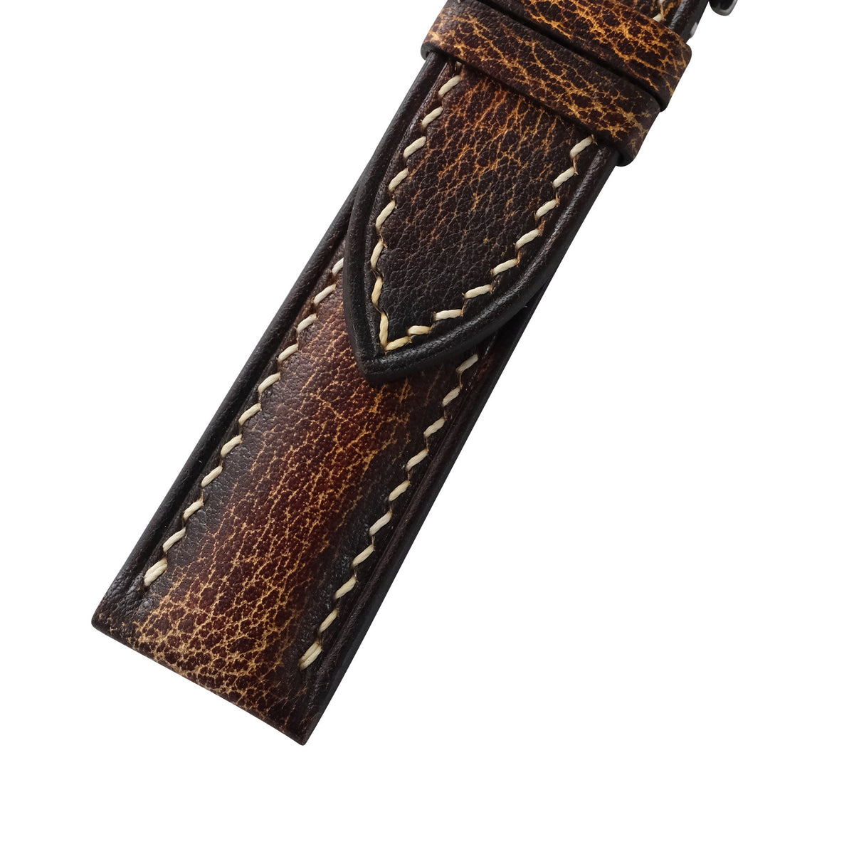 Padded Vintage Cognac Brown Patina Italian Leather Watch Strap