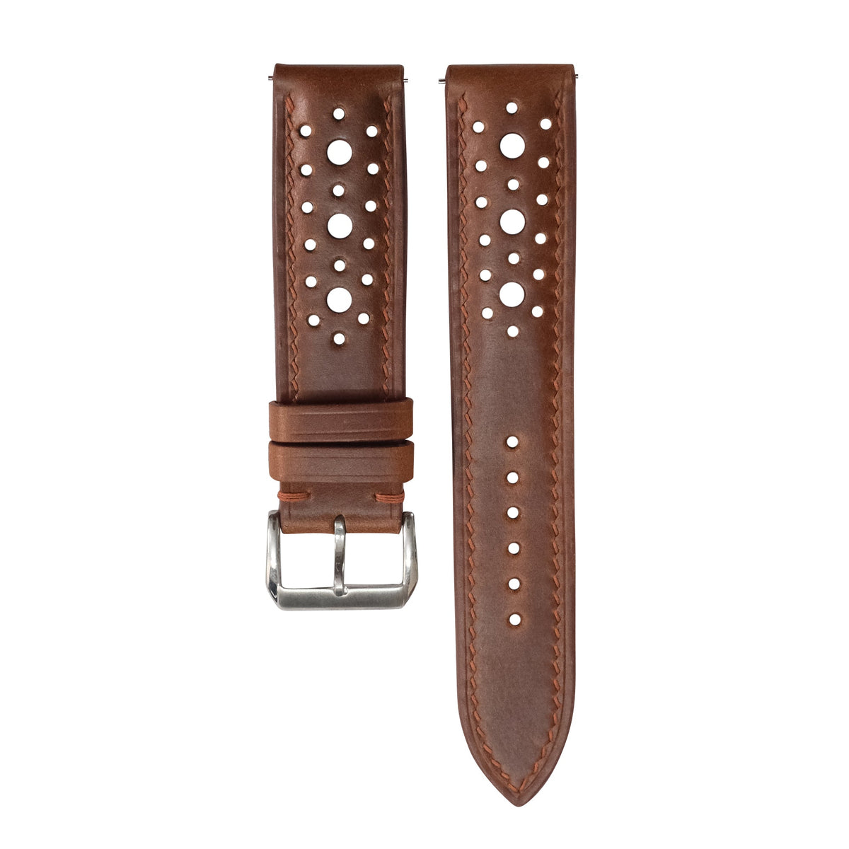 Padded Vintage Tobacco Brown Rally Waxed Leather Watch Strap