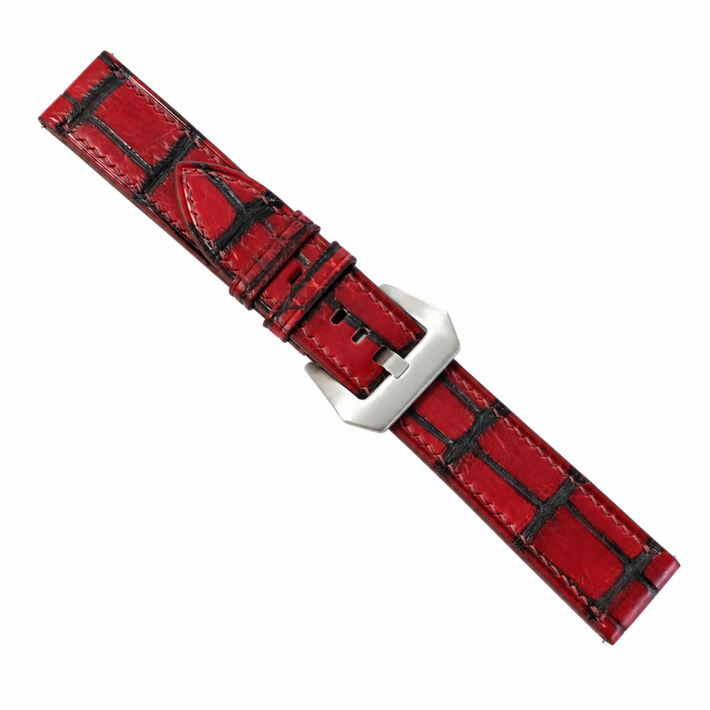 Patina Red and Black Alligator Leather Watch Strap
