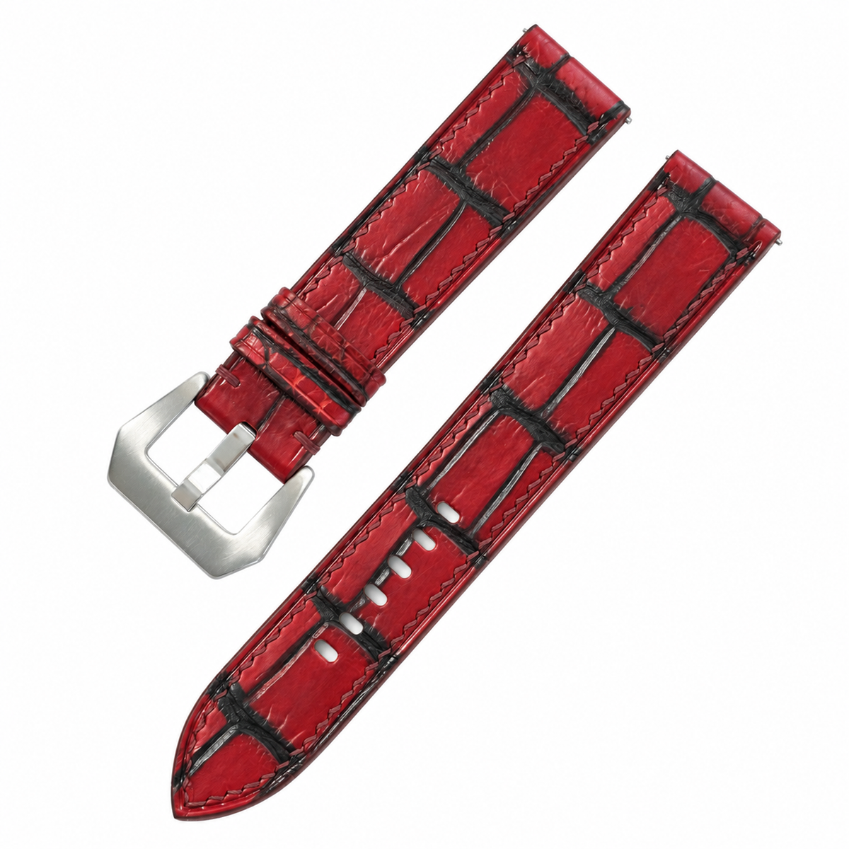 Patina Red and Black Alligator Leather Watch Strap