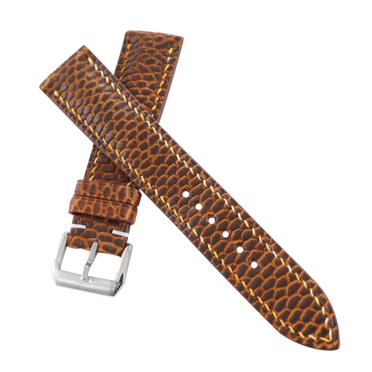 Patina Antique Cognac Beaver Tail Leather Watch Strap