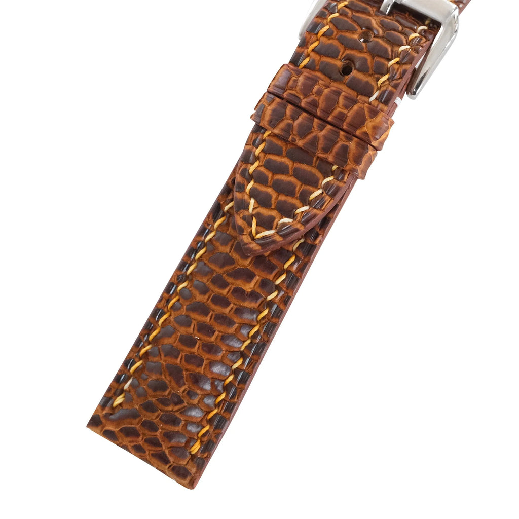 Patina Antique Cognac Beaver Tail Leather Watch Strap