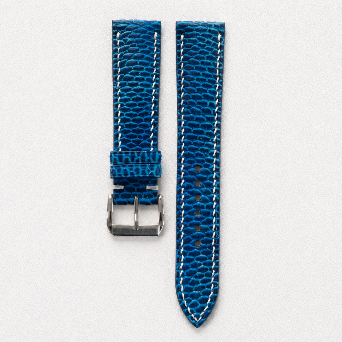 Patina Blue Beaver Tail Leather Watch Strap