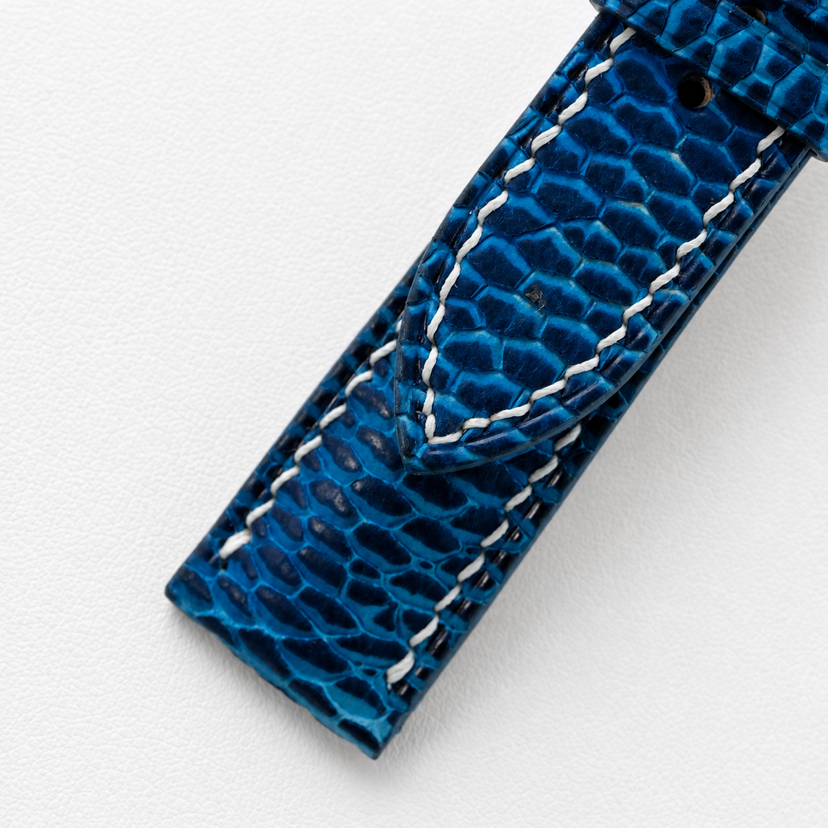 Patina Blue Beaver Tail Leather Watch Strap