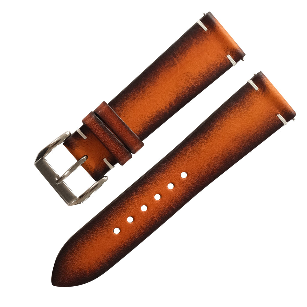 Patina Brown Coffee Vegetable Tanned Leather Watch Strap - Precise to the Lugs