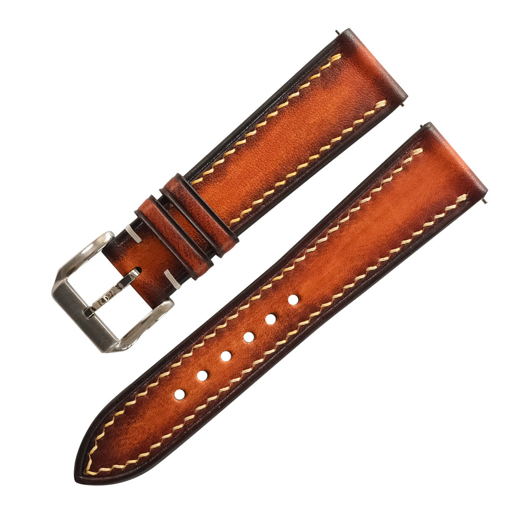Patina Cognac Brown Vegetable Tanned Leather Watch Strap