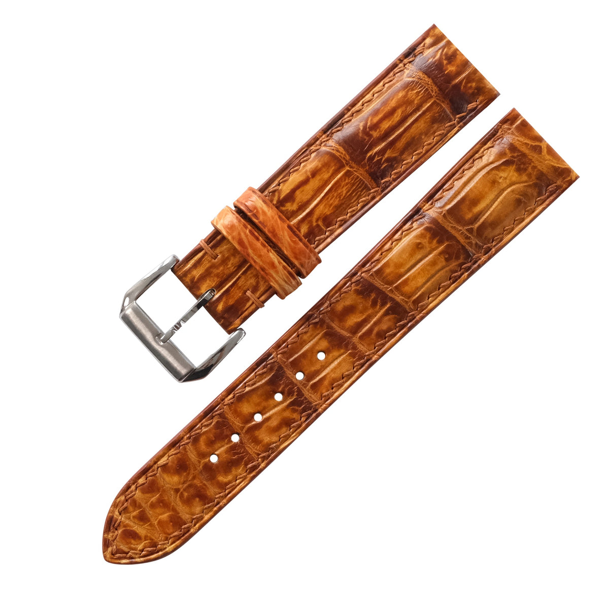 Patina Golden Cognac Alligator Leather Watch Strap