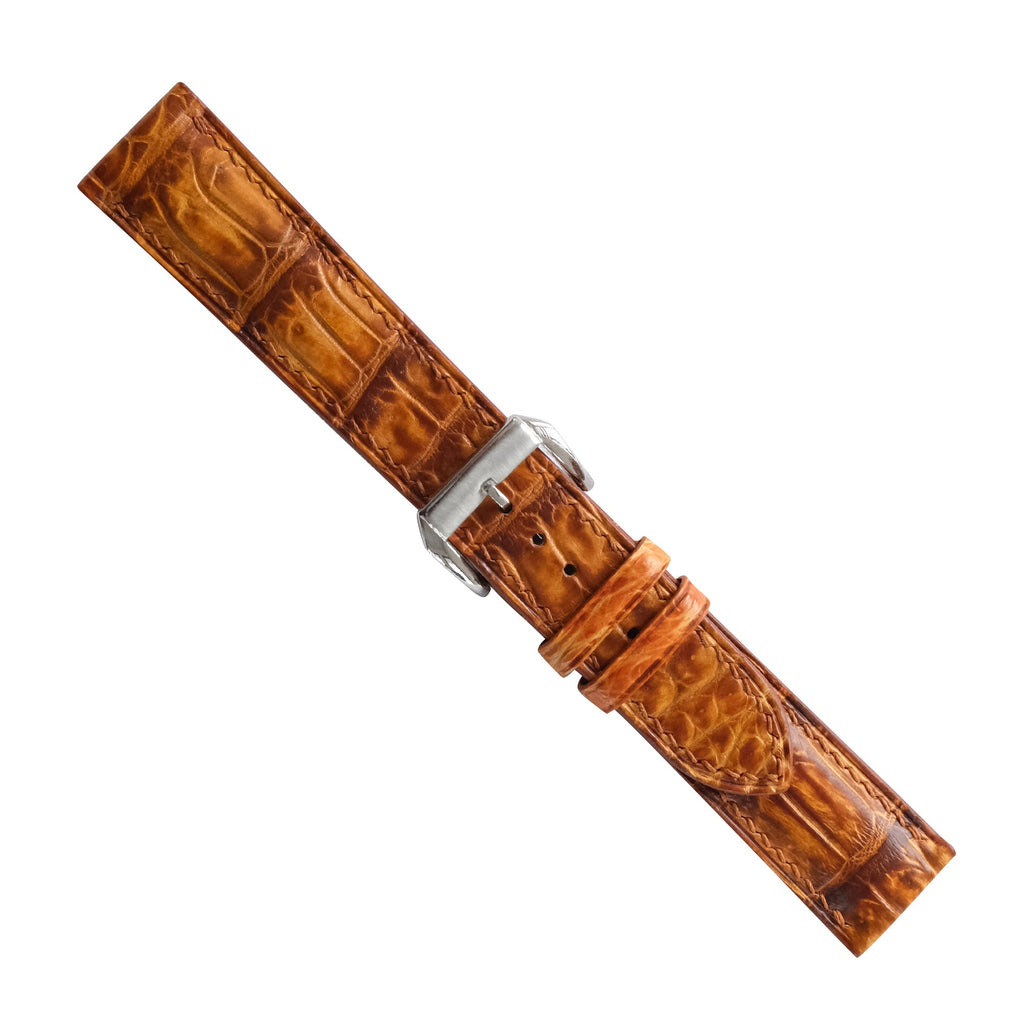 Patina Golden Cognac Alligator Leather Watch Strap