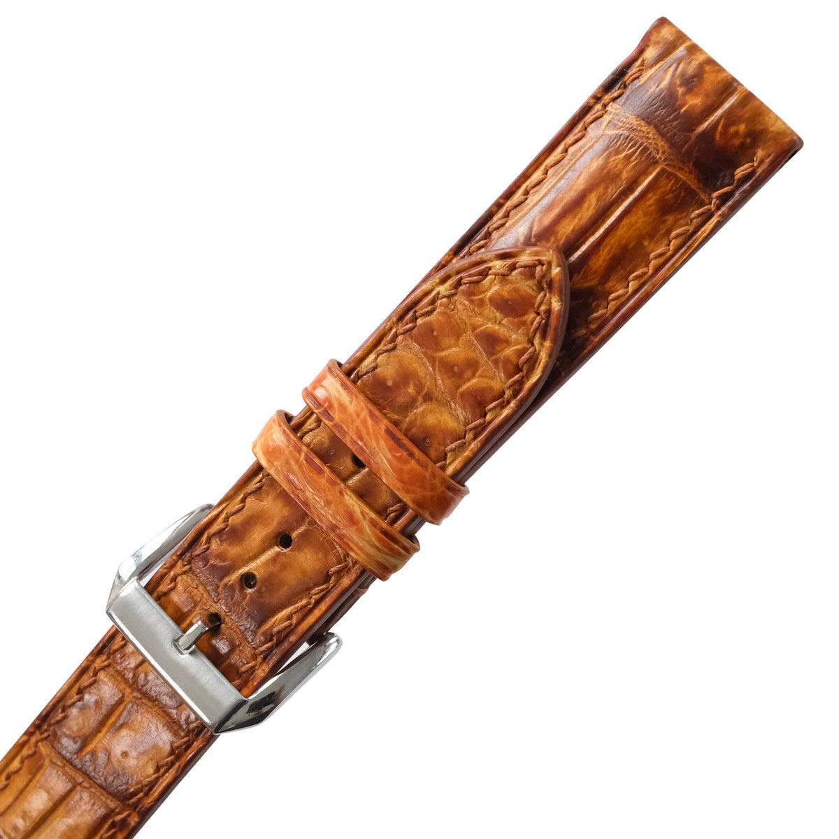 Patina Golden Cognac Alligator Leather Watch Strap