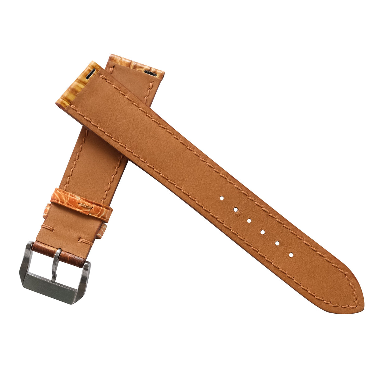 Patina Golden Cognac Alligator Leather Watch Strap