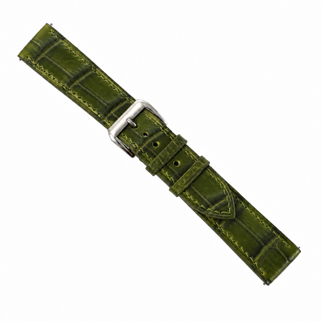 Patina Olive Green Alligator Leather Watch Strap