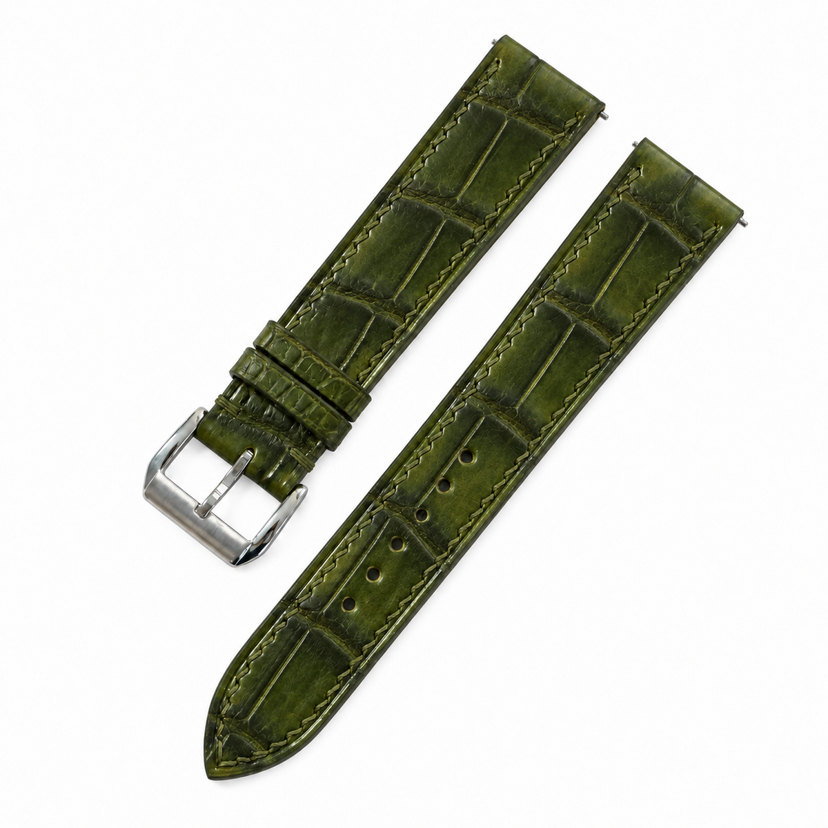Patina Olive Green Alligator Leather Watch Strap