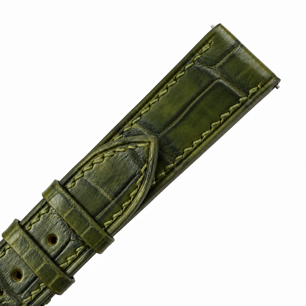 Patina Olive Green Alligator Leather Watch Strap