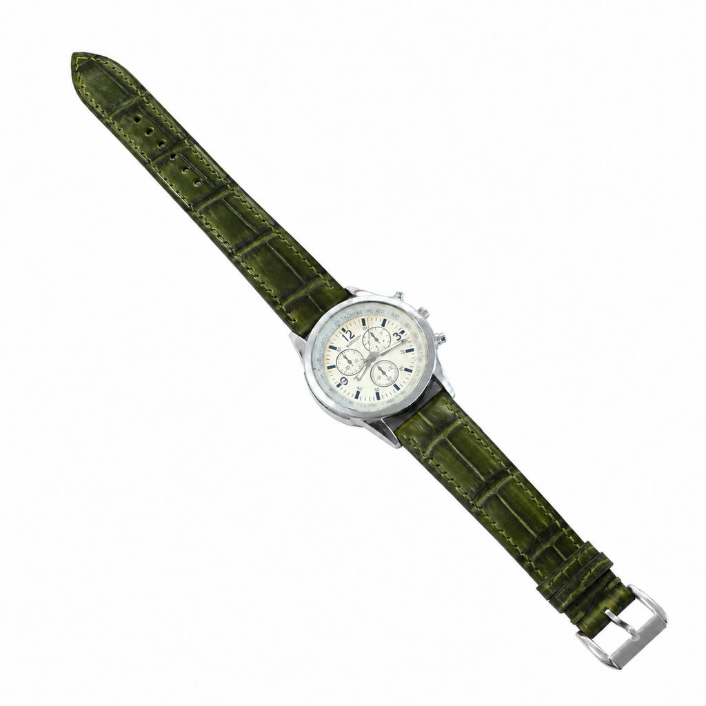 Patina Olive Green Alligator Leather Watch Strap