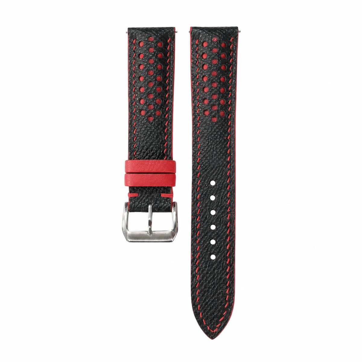 Custom Racing Holes Rally Leather Watch Strap - Contrast Color Underlay