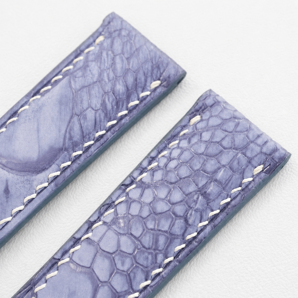 Lavender Purple Ostrich Leg Leather Watch Strap