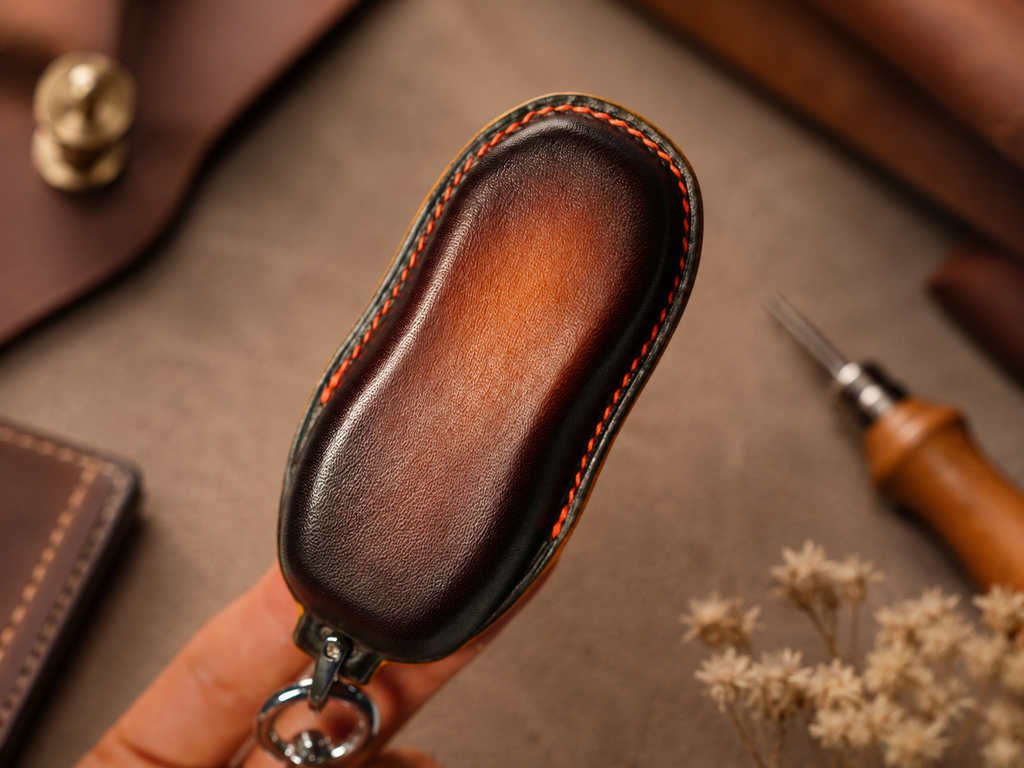Custom Leather Key Fob Cover Compatible with Porsche 911