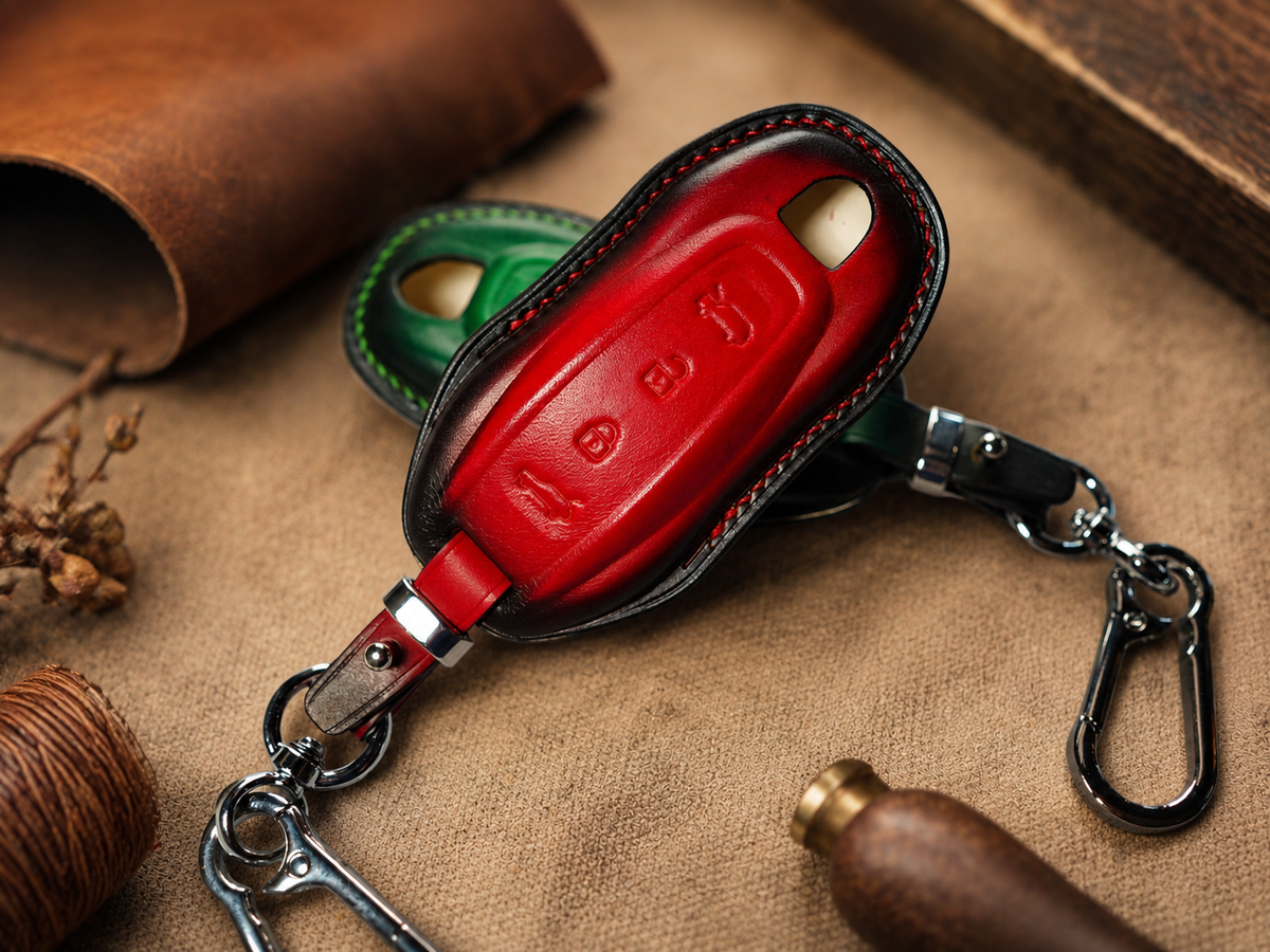Custom Leather Key Fob Cover Compatible with Porsche Macan EV