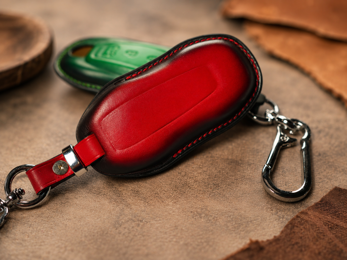 Custom Leather Key Fob Cover Compatible with Porsche Macan EV