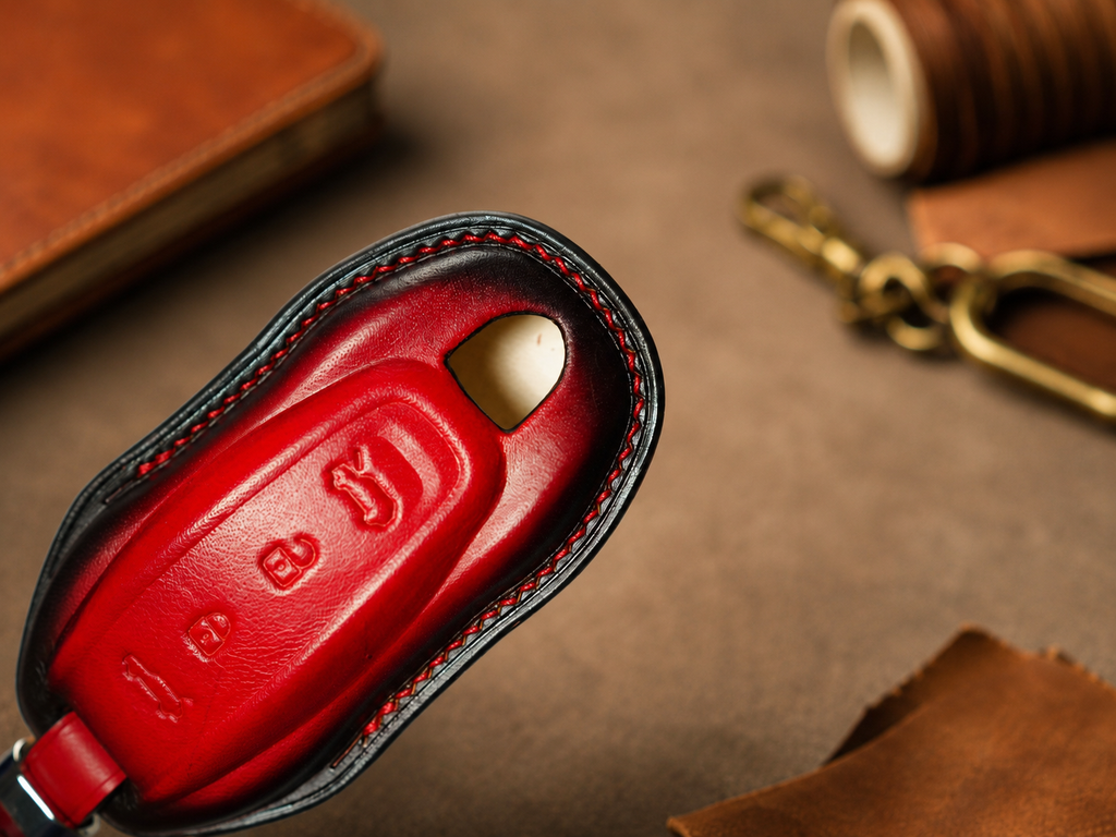 Custom Leather Key Fob Cover Compatible with Porsche Macan EV