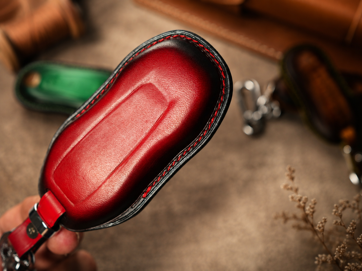 Custom Leather Key Fob Cover Compatible with Porsche Macan EV