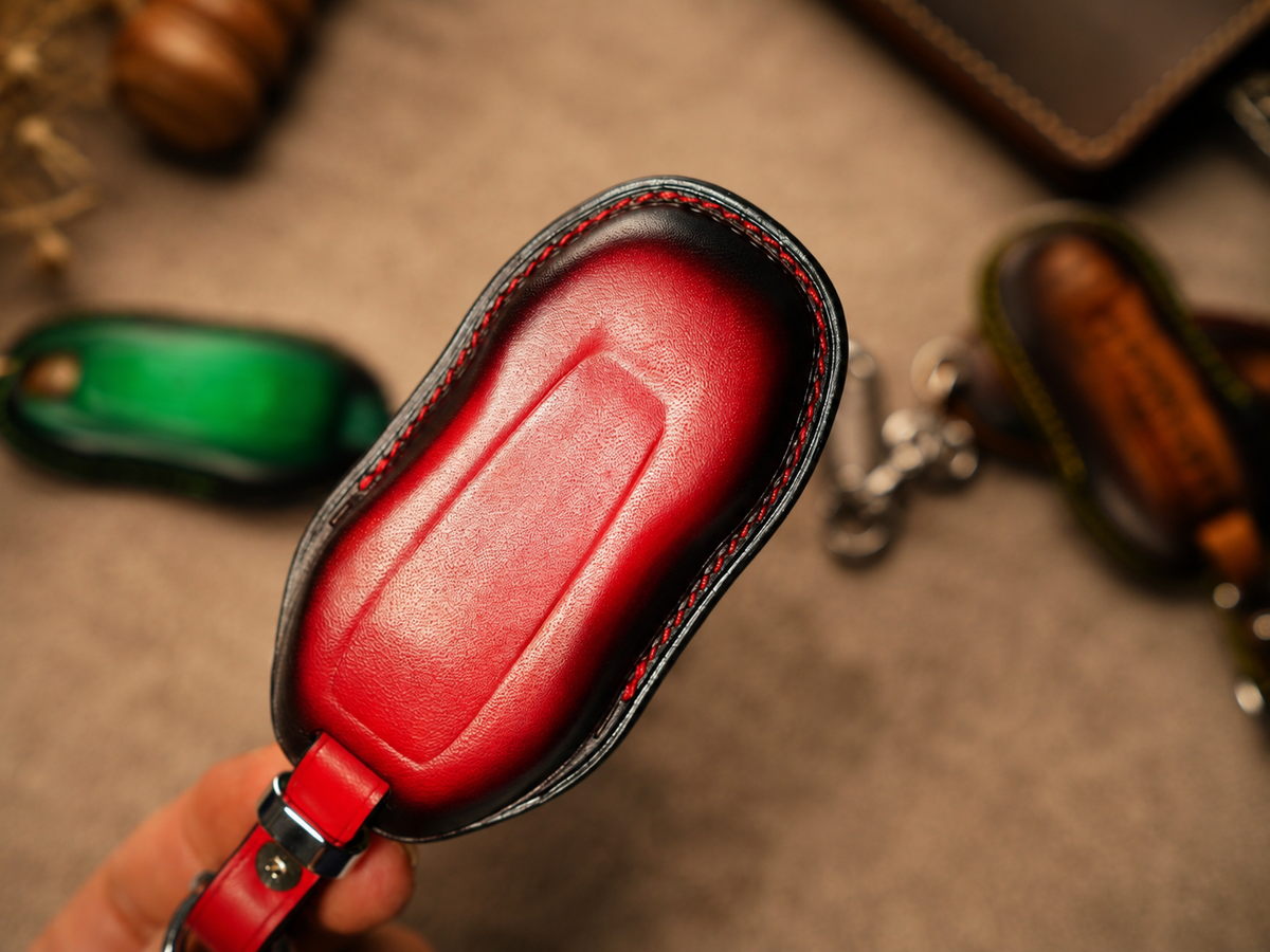 Custom Leather Key Fob Cover Compatible with Porsche Macan EV