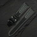 Racing Small Holes Black and White Epsom Leather Watch Strap