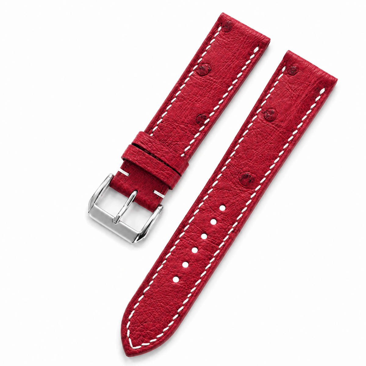 Raspberry Red Ostrich Leather Watch Strap