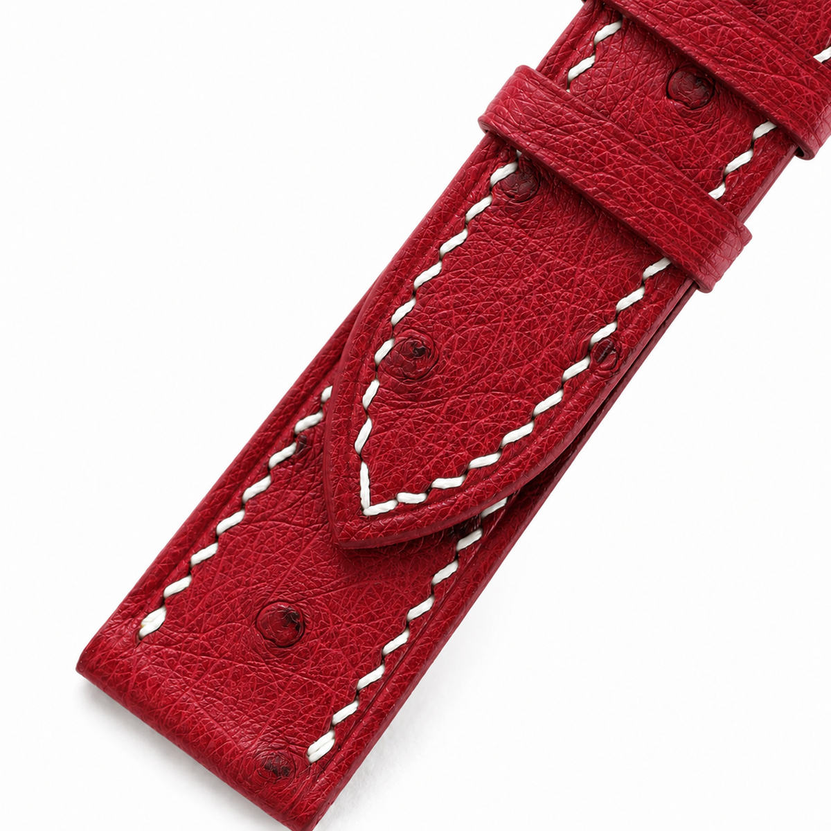 Raspberry Red Ostrich Leather Watch Strap