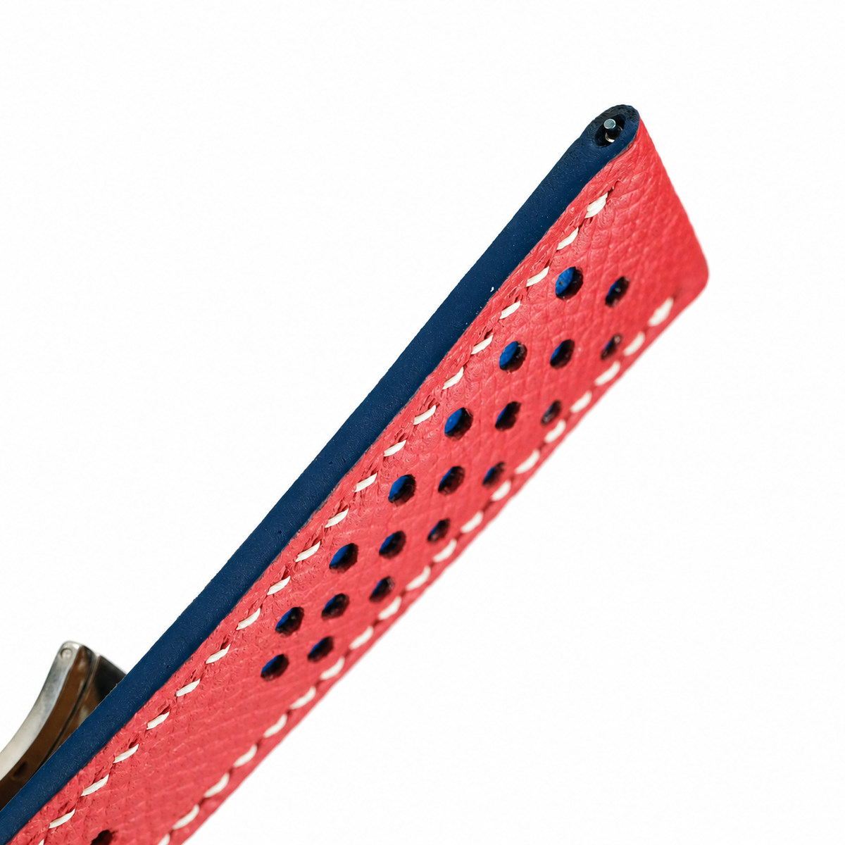 Red and Blue Racing Epsom Leather Watch Strap