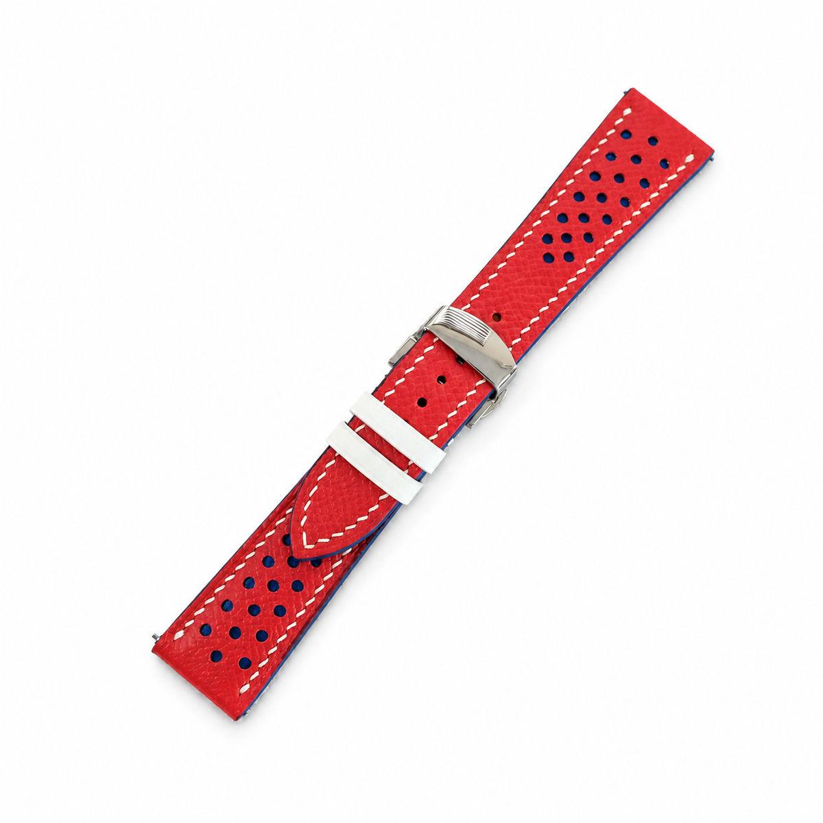 Red and Blue Racing Epsom Leather Watch Strap