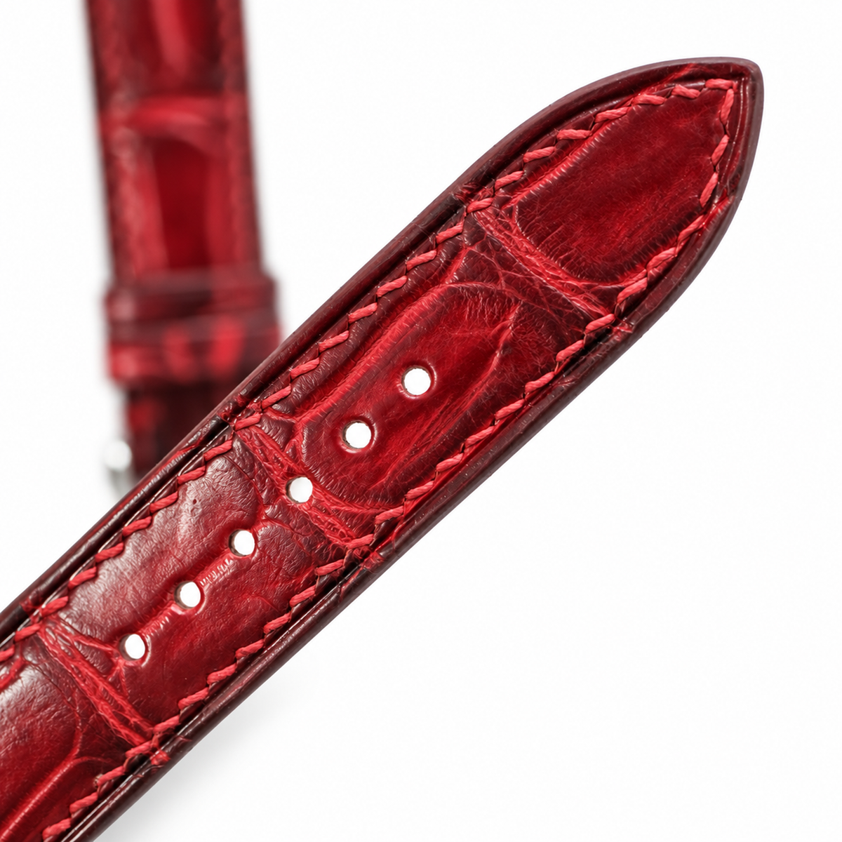 Red Bordeaux Patina Alligator Leather Watch Strap
