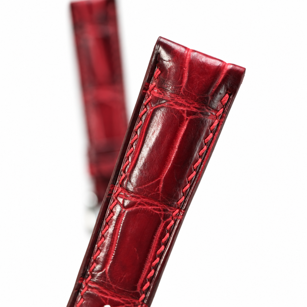 Red Bordeaux Patina Alligator Leather Watch Strap
