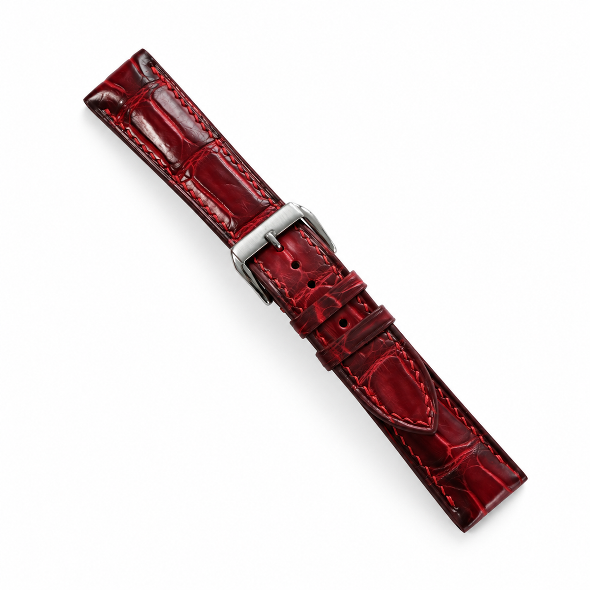 Red Bordeaux Patina Alligator Leather Watch Strap