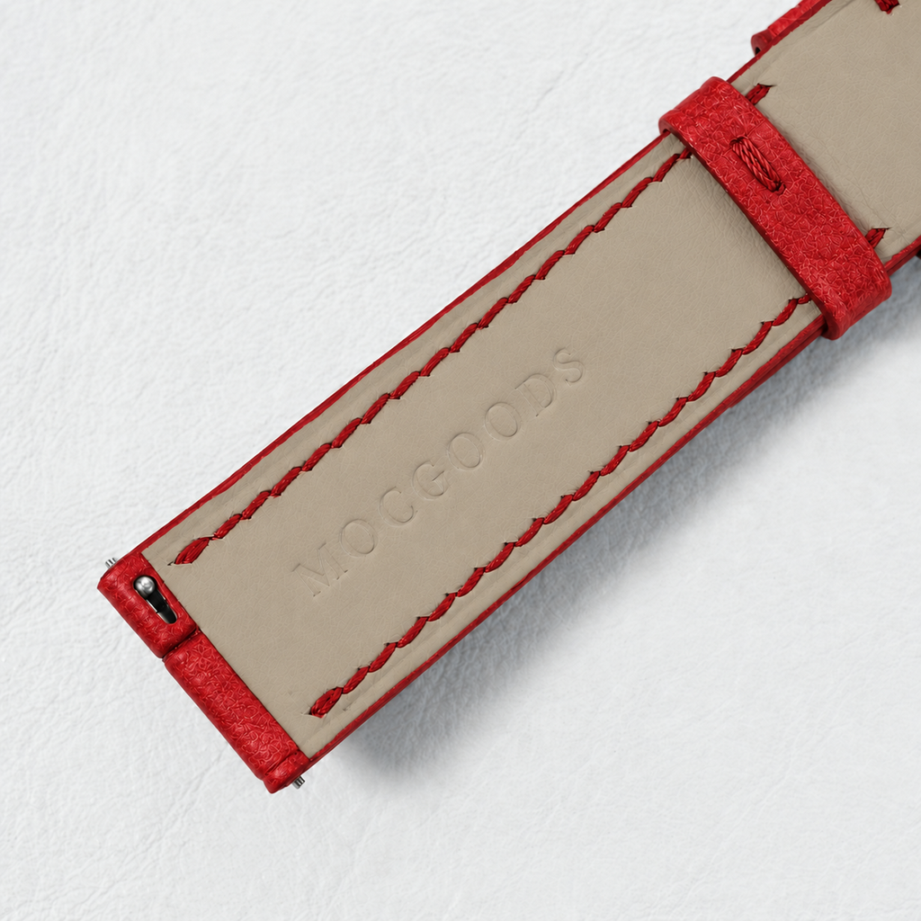 Red Togo Leather Watch Strap