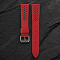 Flat Red and Turquoise Racing Small Holes Rally Epsom Leather Watch Strap