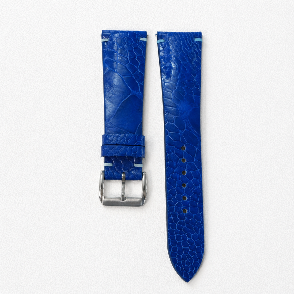 Royal Blue Ostrich Leg Leather Watch Strap