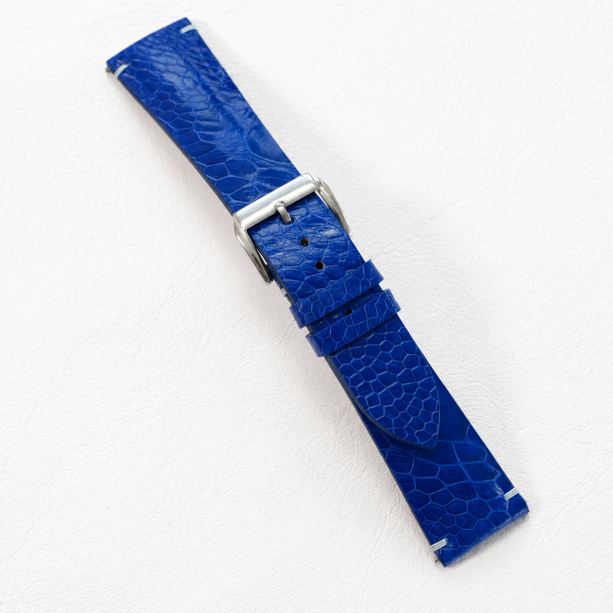 Royal Blue Ostrich Leg Leather Watch Strap